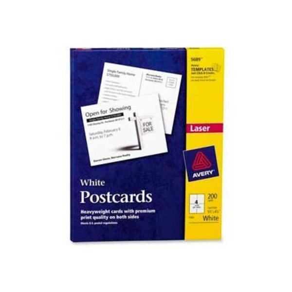 Avery Avery® Laser/Inkjet Post Card, 5-1/2" x 4-1/4", Matte, White, 200 Cards/Box 5689